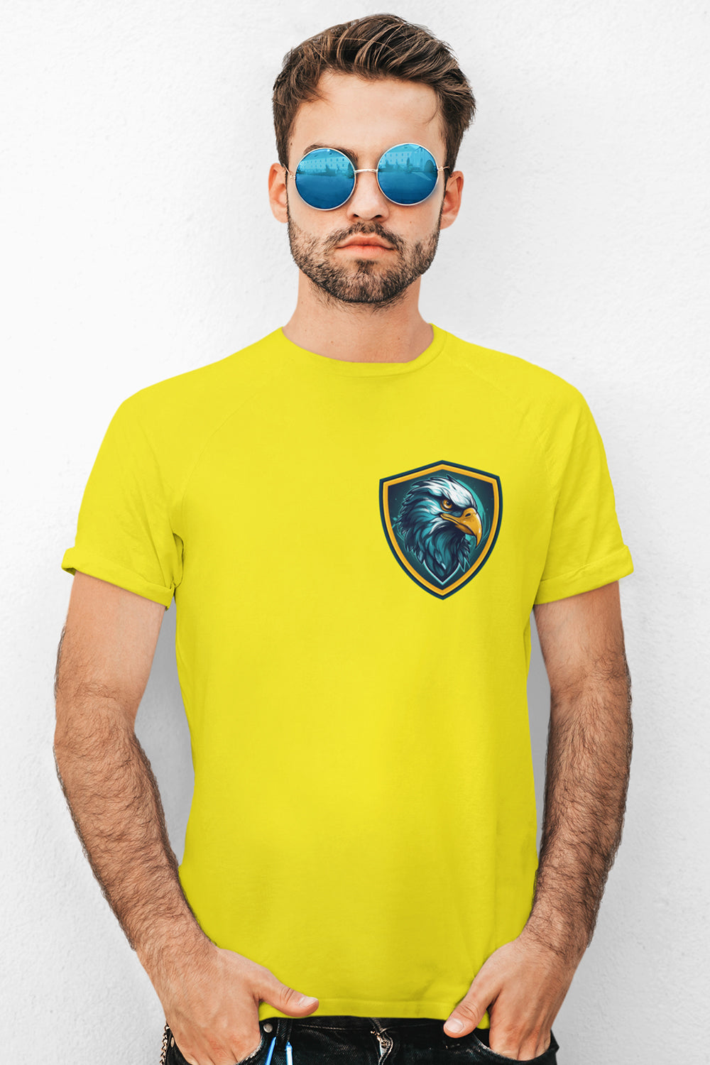 Eagle Graphic Printed Yellow Tshirt