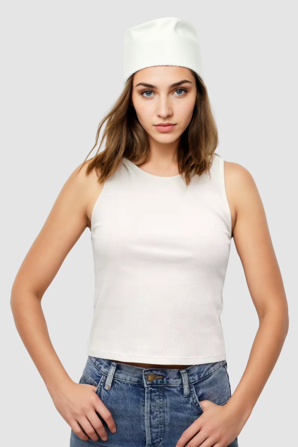 Hello Round Neckline White Top