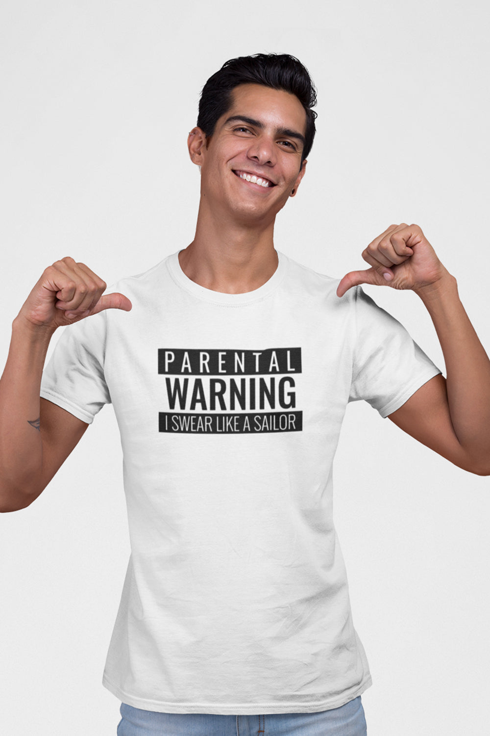 Parental Warning Graphic Printed White Tshirt