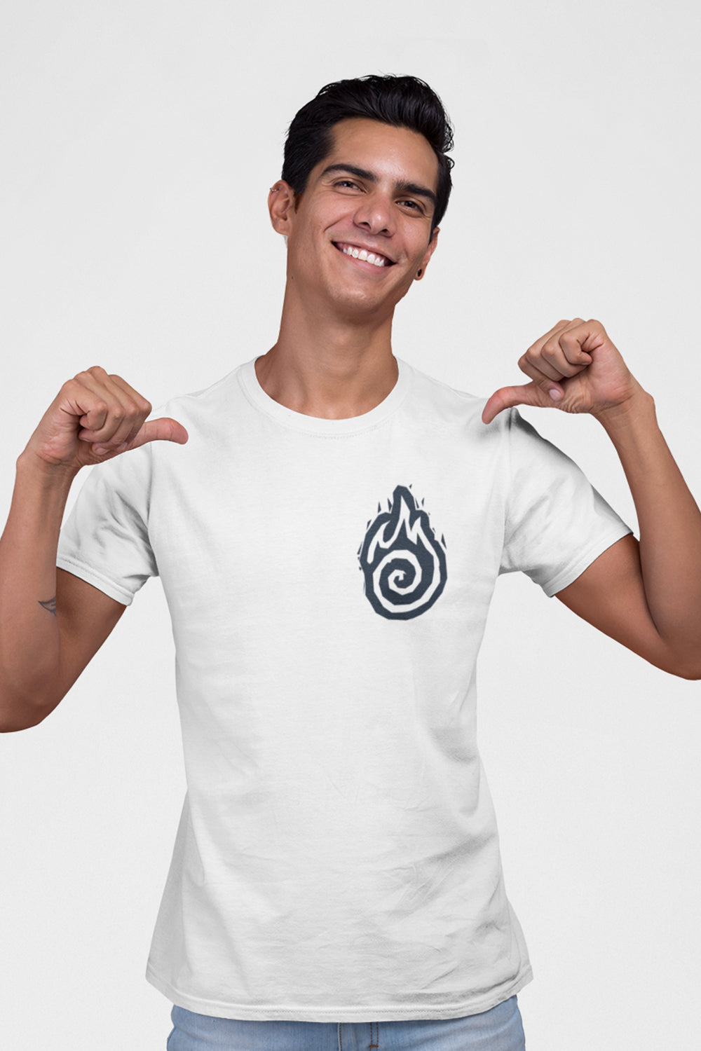 Flame Graphic Printed White Tshirt