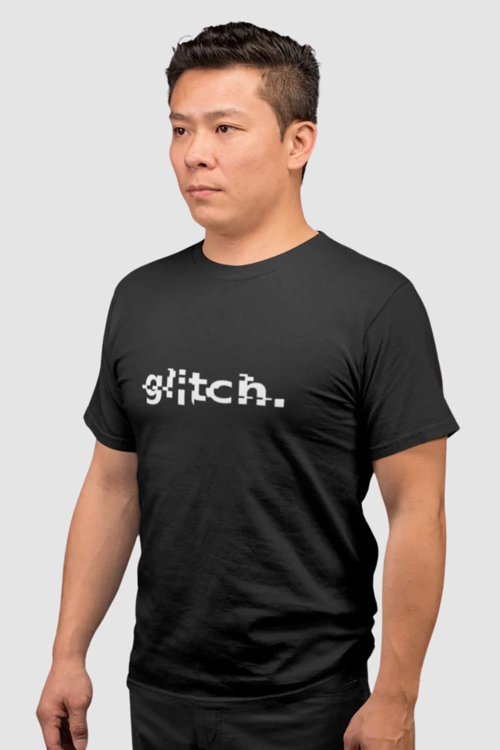 Glitch Printed Black Tshirt