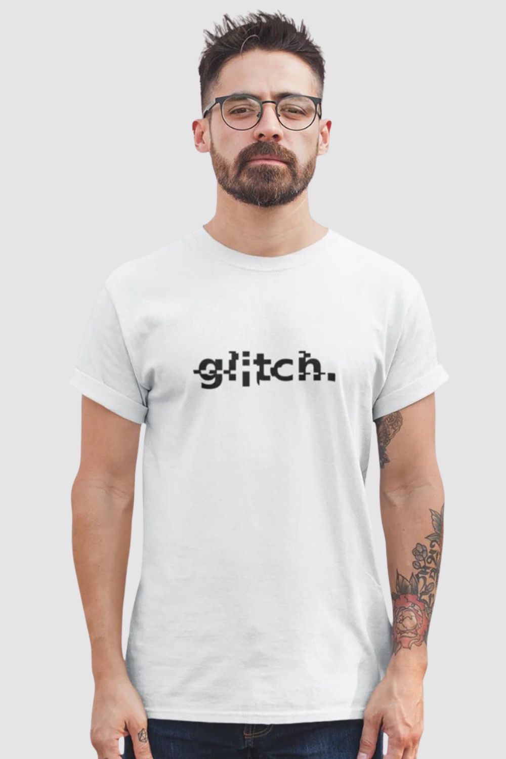 Glitch Printed White Tshirt