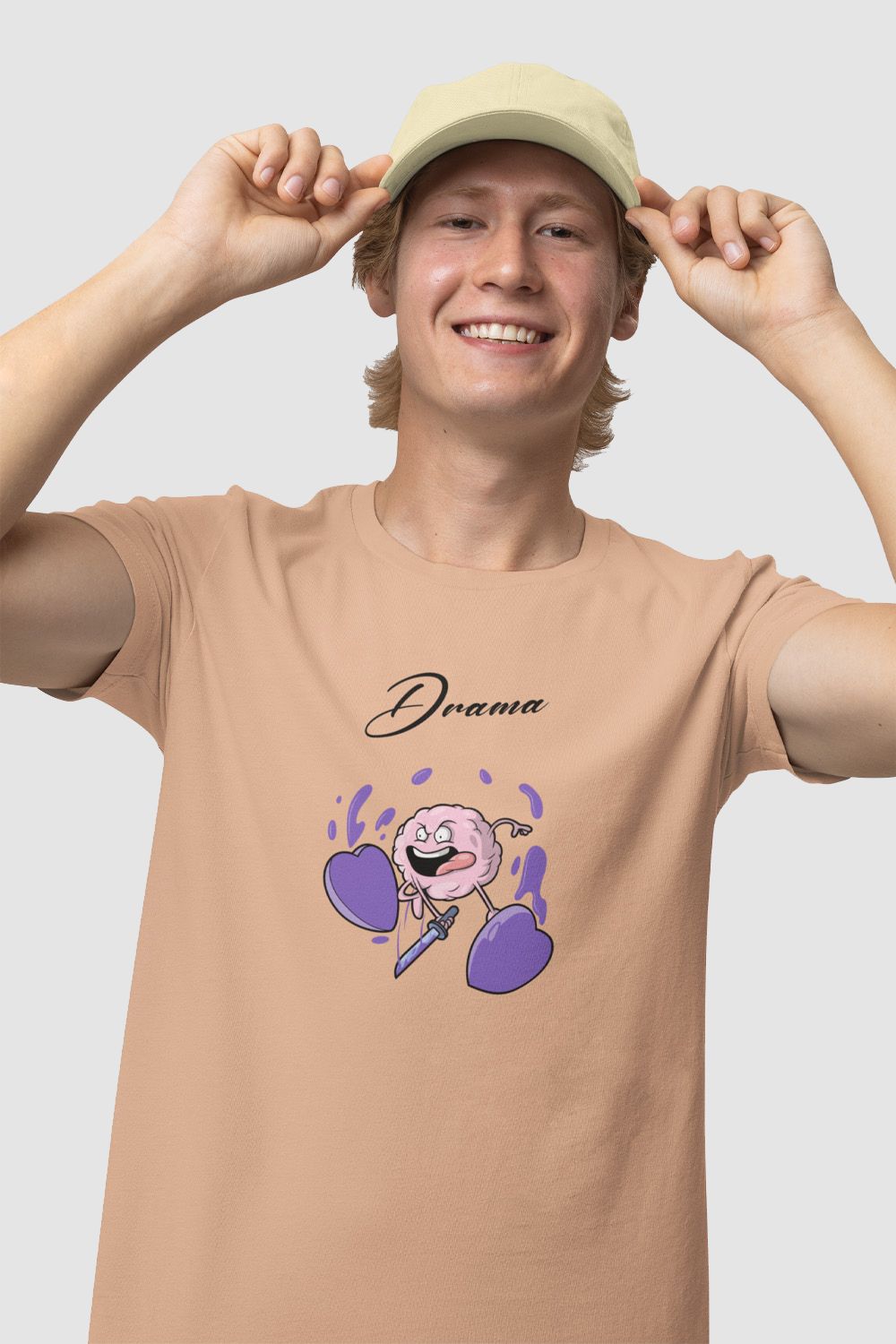 Drama Graphic Printed Peach Tshirt