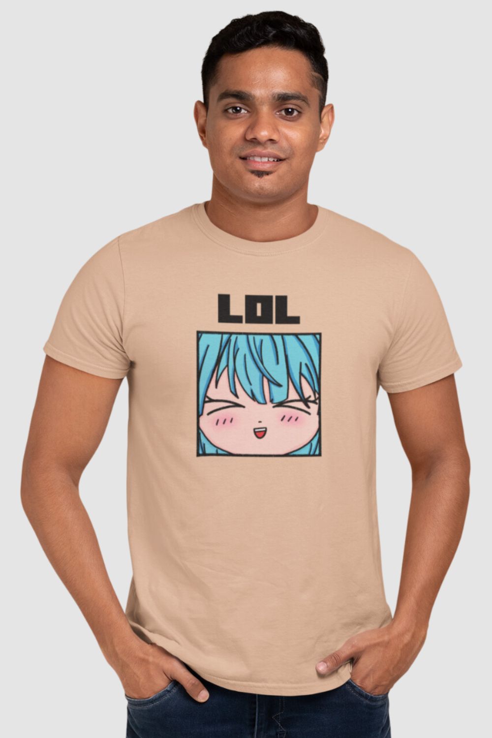 Lol Graphic Printed Peach Tshirt