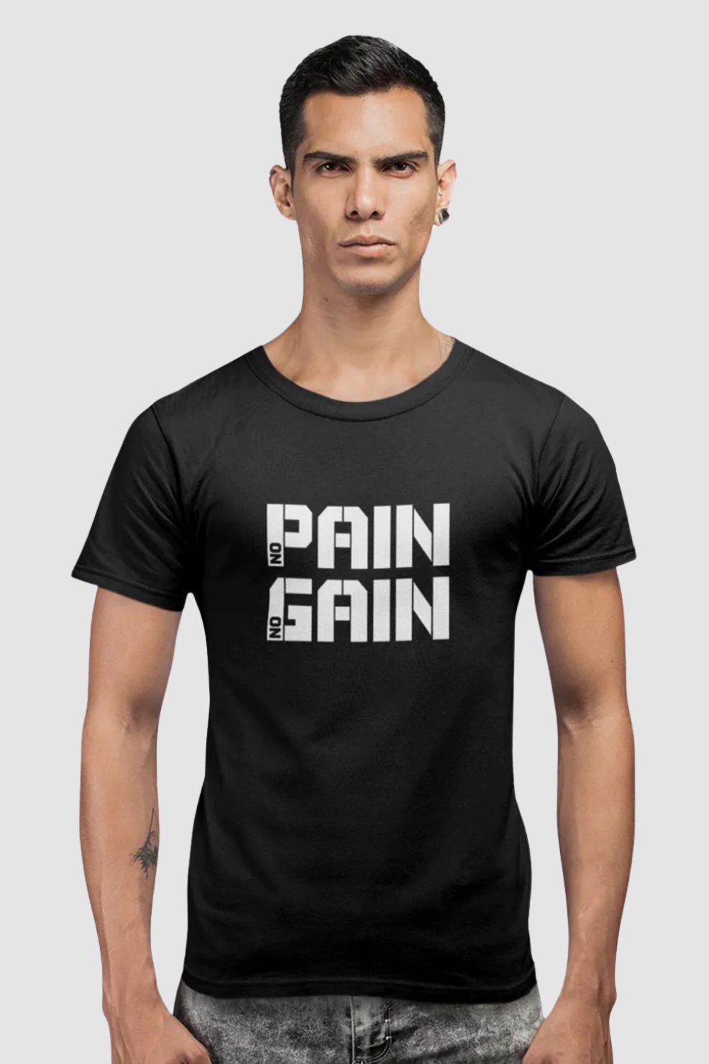 No Pain No Gain Graphic Printed Black Tshirt