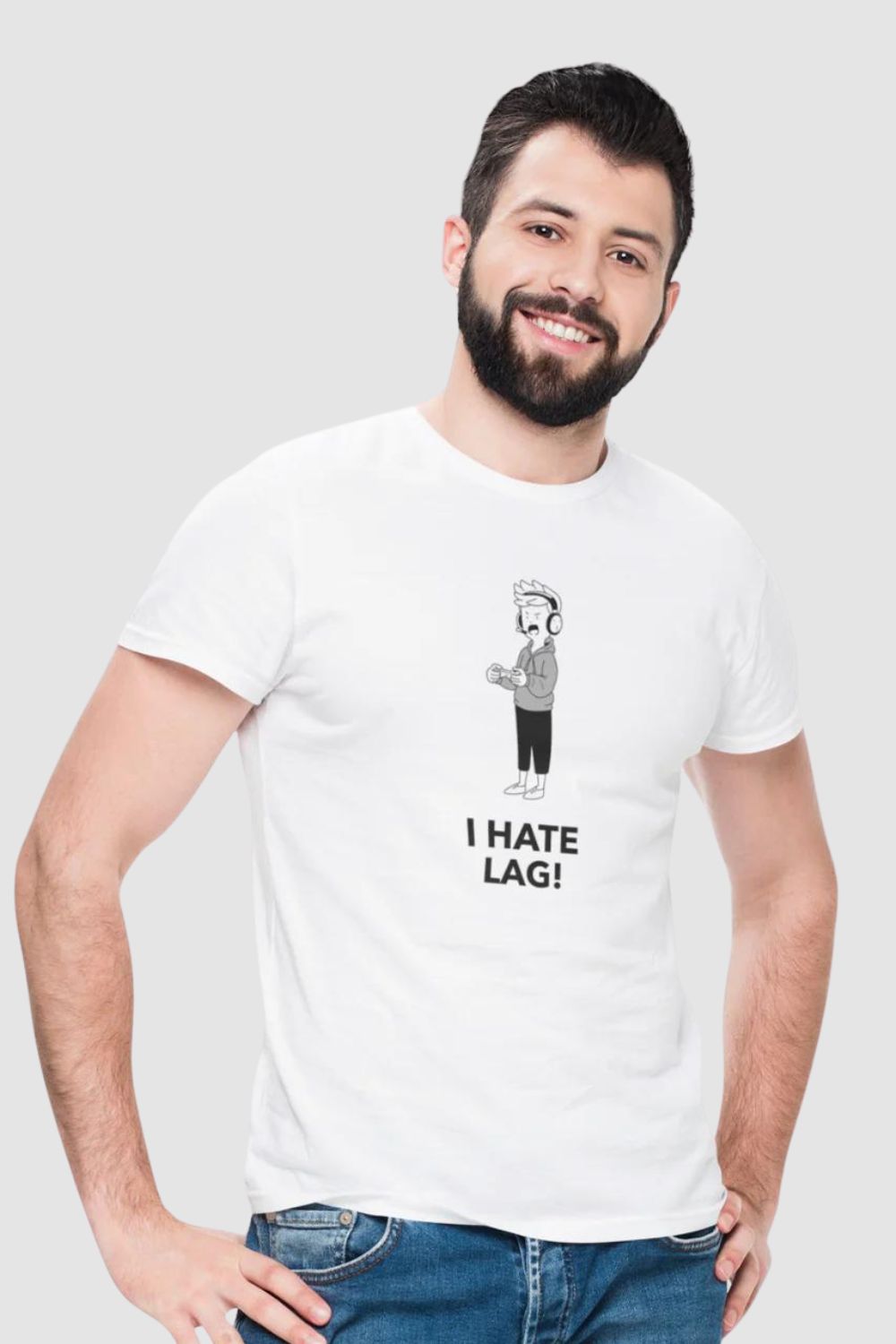 I Hate Lag Graphic Printed White Tshirt