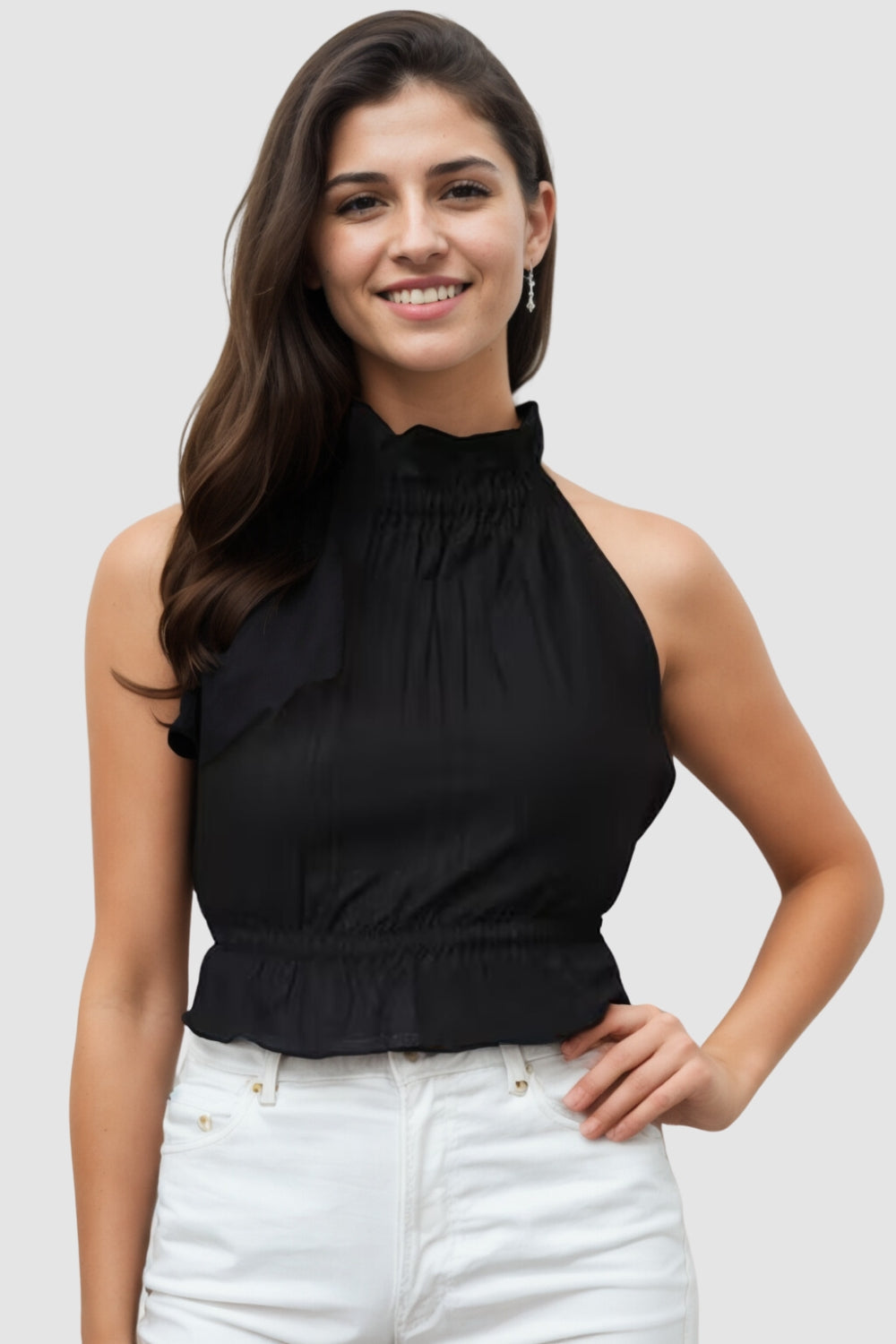 Pretty Frilled Halter Neck Top