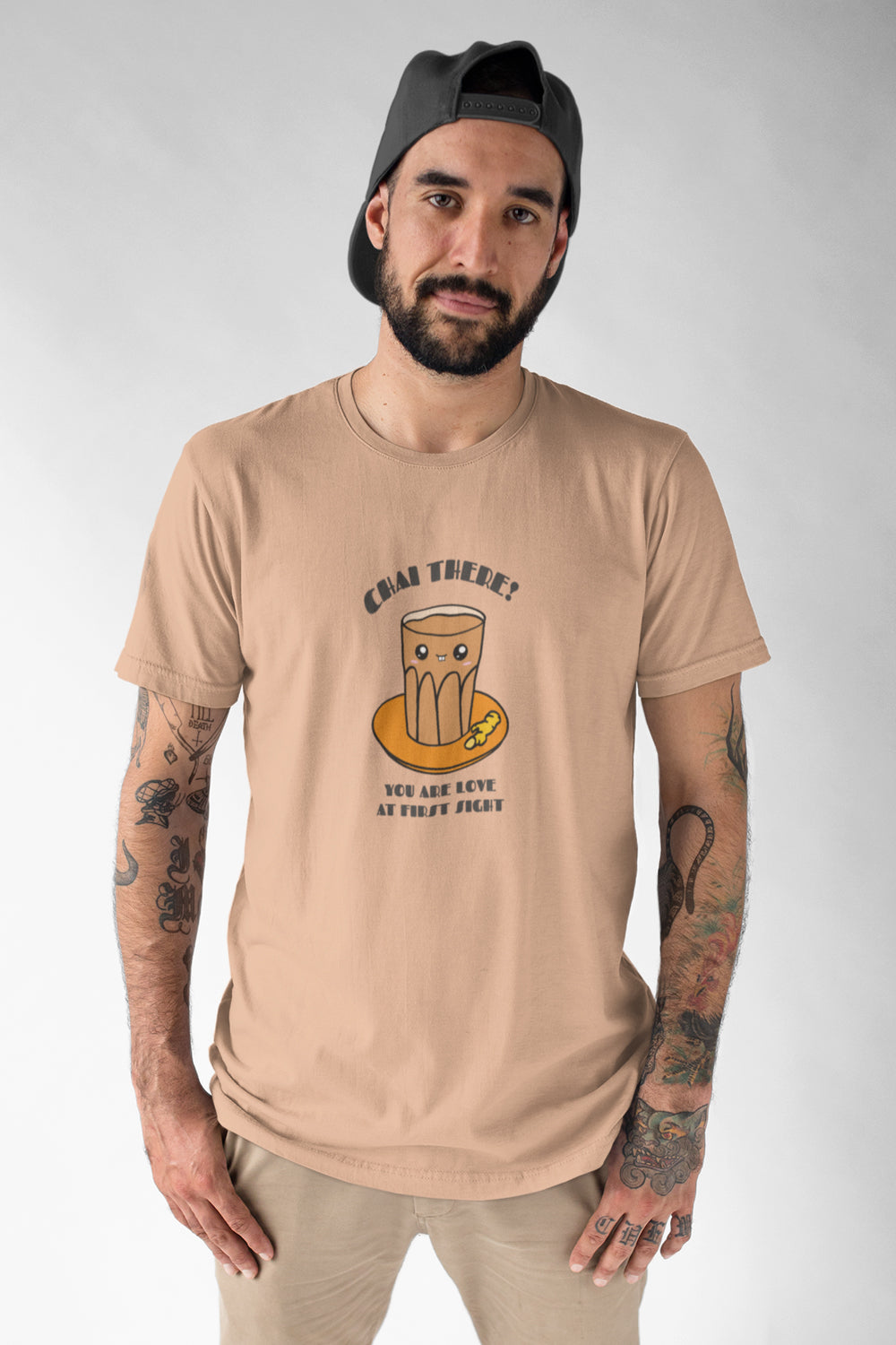 Chai There Graphic Printed Peach Tshirt