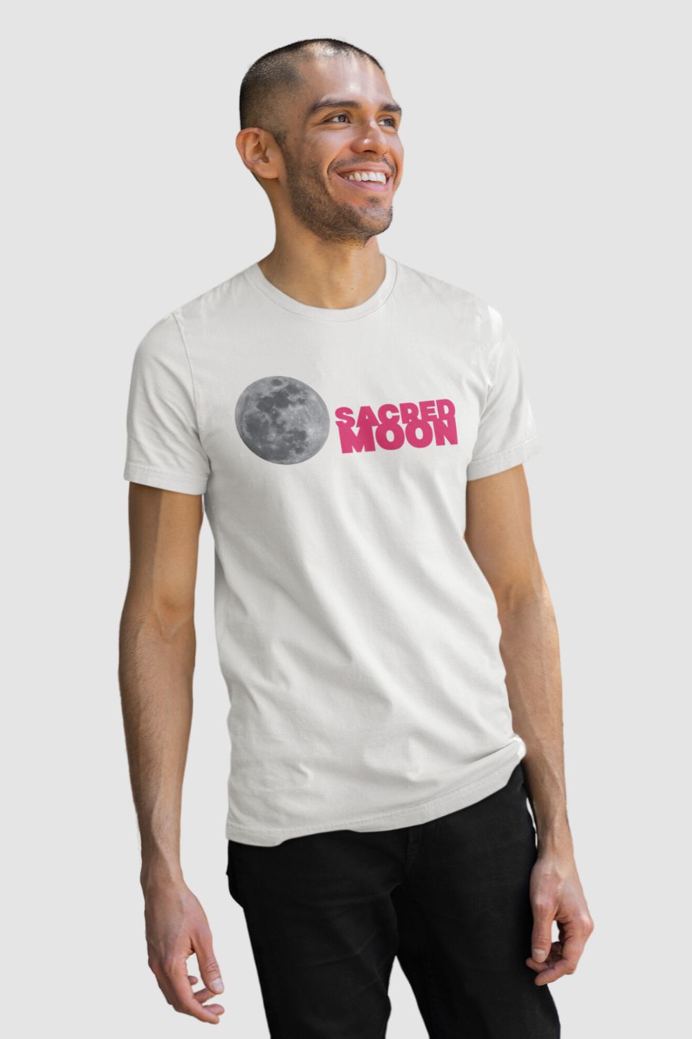 Sacred Moon Graphic Printed White Tshirt